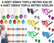 Resim Nessiworld 12 Parça Renkli Disko Toplu Retro Parti Seti – 6 Kolye + 6 Gözlük 