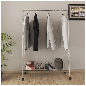 Resim Tekerlekli Oval Askılık Ayaklı Askılık Konfeksiyon Butik Askılık Krom 