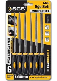 Resim Sgs 6 Parça Mini Eğe Seti 5x180 Mm Yüksek Karbon Çelik, Dayanıklı Ve Ergonomik 