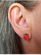 Resim GOLD KAPLAMA ÇİLEK FİGÜR MİNİMAL KÜPE Çok Renkli 