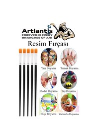 Resim Resim Fırçası 0 Numara 5 Adet Yassı Uçlu Sentetik Resim Fırça Ekonomik Suluboya Akrilik Boya Guaj Boya Yağlı Boya 