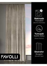 Resim Kadife Dokulu Keten Rengi Ada Fon Perde Ekstrafor Büzgülü Dream Series Keten 