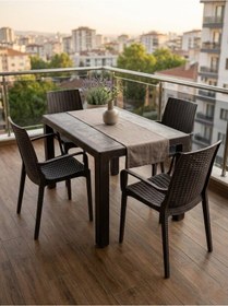 Resim Mandella Kampanyalı Elit Rattan 70x120 Nirvana Koltuk Masa Takımı 4 Kişilik Kahverengi Kahverengi 