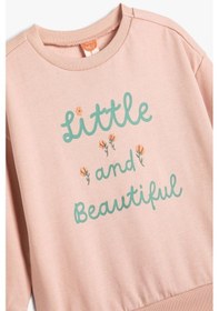 Resim Koton Kız Bebek Çiçek Baskılı Sweatshirt Uzun Kollu Bisiklet Yaka Şardonlu Pamuklu 001 