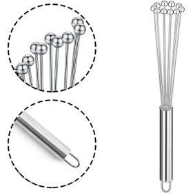 Resim Paslanmaz Çelik Boncuk Çırpıcı Kaymaz Kırılmaz Yumurta Süt Krema Sos Çırpıcısı Pratik Karıştırıcısı 