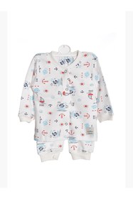 Resim Zehhar Denizci Desen %100 Pamuk Bebek Alt-üst Pijama Takımı 