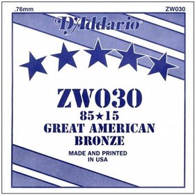 Resim D'addario Acoustic Guitar 85/15 Bronze Single .030 - Zw030 Akusti 