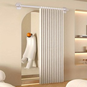 Resim Kanca ile Katlanabilir Kapı Perdesi - Teleskopik Çubuk Gerekmez, Klasik Dalga Tasarımı, Yatak Odası, Oturma Odası ve Banyo için Dayanıklı Sentetik Lif - Çoklu Boyutlar Mevcut, Minimalist İç Dekor | Temiz Estetik, Oturma Odası için Perdeler 
