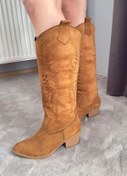 Resim Les Passent Kadın Jasire Taba Süet Nakışlı Western Kovboy Cowgirl Bot Çizme 