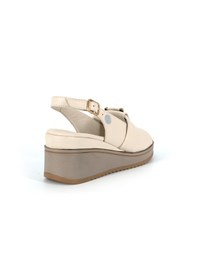 Resim Mammamia D26ys-5220 Krema Renk Hakiki Deri Dolgu Topuklu 7cm Kadın Sandalet Krem 