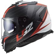 Resim Ls2 Storm 2 Nerve Fullface Motosiklet Kaskı Mat Siyah - Kırmızı 