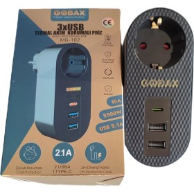 Resim Gobax Termal Akım Korumalı Akıllı Priz 2Xusb -1Type-C Mg-102 
