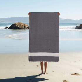 Resim %100 Pamuk Siyah-Gri Elmas Peştamal 2'li - 100x180 Cm 