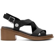 Resim Mammamia D25ys-2560 Kadın Hakiki Deri Topuklu Sandalet Siyah Siyah 