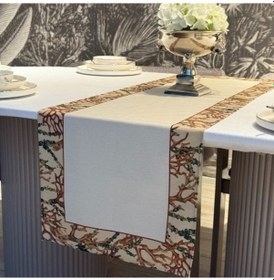 Resim Keten Lalin Desen Runner 40x140 Cm Çok Renkli 