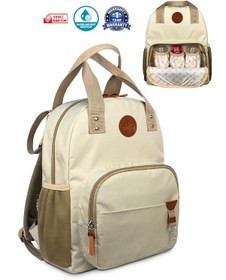 Resim Popi Anne Bebek Bakım ve Sırt Çantası Termal Biberon Bölmeli Geniş Hacimli Şık Tasarım Bej 