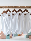 Resim ARELSTORE Bebek Basic Pamuk Penye Bisiklet Yaka 5 Li Atlet Body Zıbın 3-4-5-6 Yaş 