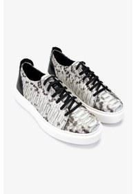 Resim Valmenti Erkek Hakiki Deri Sneakers & Spor Ayakkabı 537 3442 Erk Ayk Y24 Natural Yln Siyah - Beyaz 