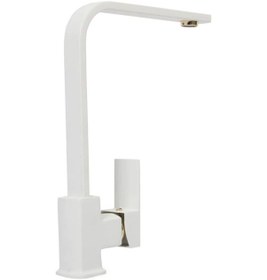 Resim Sardıcı Beyaz Gold Detaylı Kare Mutfak Eviye Bataryası Ağır Gövde Çift Su 