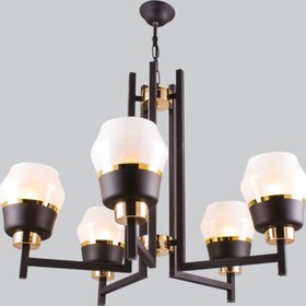 Resim Sedef 5'li Siyah / Gold Metal E27 Duy Cam Üzeri Siyah Ve Gold Renkler Ile Dekore Edilmiş Beyaz Camlı 