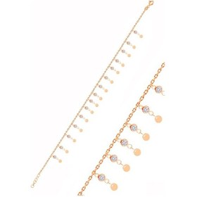 Resim Sogutlusilver Gümüş Rose Zirkon Taşlı Çift Sıra Pullu Halhal Gümüş 