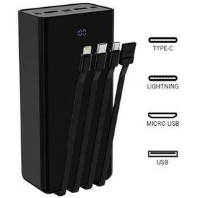Resim 30.000 Mah Çoklu Kablolu Dijital Gösterge Powerbank Şarj Aleti 2x Usb Çıkışlı Powebank 30.000 Mah 