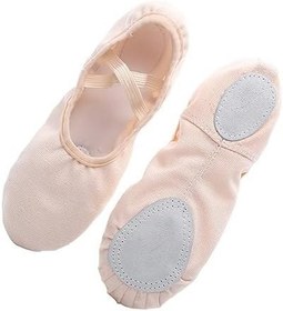 Resim CALLARON 1 Çift Espadril Daireler Kadınlar Için Deri Daireler Kadınlar Için Barre Ayakkabılar Tuval Pompalar Deri Dans Ayakkabıları Yoga Çorapları Pembe Çocuk Kız Kedi Pençesi Ayakkabı 