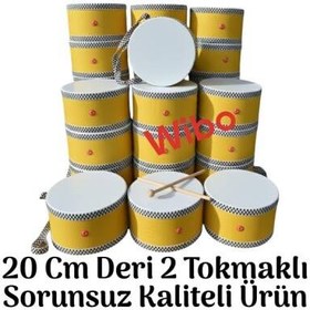 Resim WİBO Askılı Ahşap Deri Çocuk Davulu Deri Davul 20 Cm Sarı 