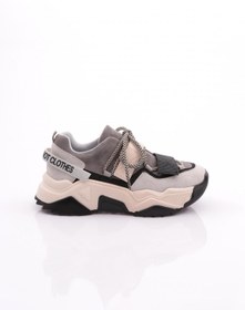 Resim Dgn Kadın Mega Kalın Taban Simli Cırtlı Sneakers Ayakkabı Buz Siyah 762513138 