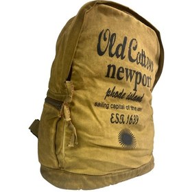 Resim Old Cotton Cargo Kaliteli Vintage Disayn Laptop Bölmeli Sırt Gezi Çantası Leone Bag Oil 5100 Camel 