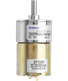 Resim Zga37rg 12v 37mm 10rpm Redüktörlü Dc Motor Metal Dişli Yüksek Tork Kuvvet Robot Oyuncak Rc Araba 