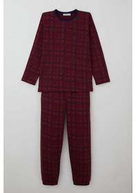 Resim Breeze Erkek Çocuk Pijama Takımı Ekose Desenli 9-12 Yaş, Vişne Çürüğü Vişne Çürüğü 