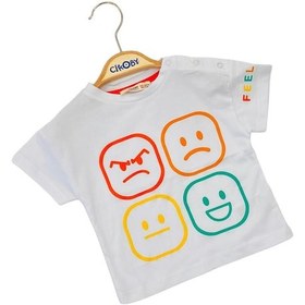 Resim Çikoby Erkek Bebek Yüz Baskılı Pamuklu Tshirt-11640-beyaz Beyaz 