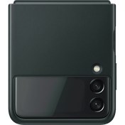 Resim SAMSUNG Galaxy Z Flip 3 5G Deri Telefon Kılıfı Yeşil 