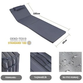 Resim Reyo Şezlong Minderi Kamp Matı Fermuarlı Yastıklı 4 Cm Antrasit 