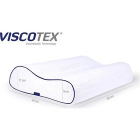 Resim Visco Çift Bombeli Ortopedik Yastık 60x40x11/9 cm, Beyaz 