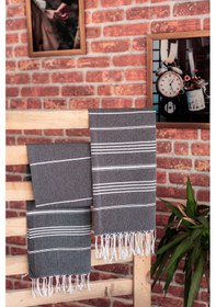 Resim Pega Sultan Peştamal %100 Koton Siyah Plaj Havlusu 90 x 170 CM 