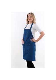 Resim Ayarlanabilir Askılı Kot Mutfak Önlüğü Lacivert 
