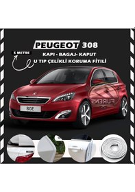 Resim Peugeot 308 Oto Araç Kapı Koruma Fitili 5metre Parlak Beyaz Renk 