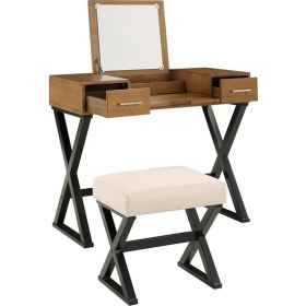 Resim Hitit Dekorasyon Azure Siyah Metal Kahve Makyaj Masası & Tabure 