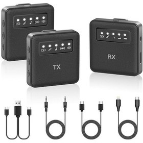 Resim Rogfer İphone Uyumlu & İpad & Android & Kameralar İçin 1'e 1 Usb Yaka Kablosuz Mikrofon 