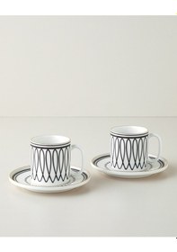 Resim English Home White Angles Bone Porselen 4 Parça 2 Kişilik Çay Fincanı Takımı 180 Ml Siyah-beyaz-gold Siyah-beyaz-gold 
