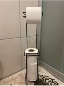 Resim Kaliteli Siyah Ayaklı Tuvalet Kağıtlığı Wc Kağıtlık Paslanmaz Yedekli Tuvalet Kağıtlığı 