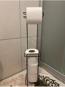 Resim Kaliteli Siyah Ayaklı Tuvalet Kağıtlığı Wc Kağıtlık Paslanmaz Yedekli Tuvalet Kağıtlığı 
