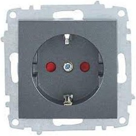 Resim Elbi Zena Füme Çocuk Korumalı Kapaklı Topraklı Priz M+k 