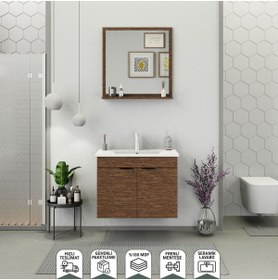 Resim BIANI Fix Arya 75 cm Banyo Dolabı Renk Aybe Kahve 