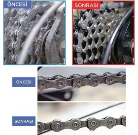 Resim Indiehunterz BUFFER® Bisiklet Zincir Dişlisi Koruyucu Pas Sökücü Temizleme Fırçası Aparatı Bakım Seti 4 Parça 