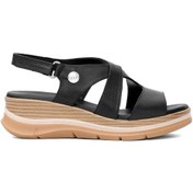 Resim Mammamia D25ys-2790 Kadın Hakiki Deri Düz Sandalet Siyah Siyah 