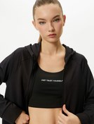 Resim Kapşonlu Sweatshirt Fermuarlı Dik Salaş Yaka Cepli 
