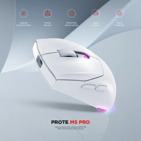 Resim Rampage Prote M5 Pro Kablosuz Beyaz Rgb Ledli Şarjlı 26000 Dpı 3395 Sensor Gaming Oyuncu Mouse 
